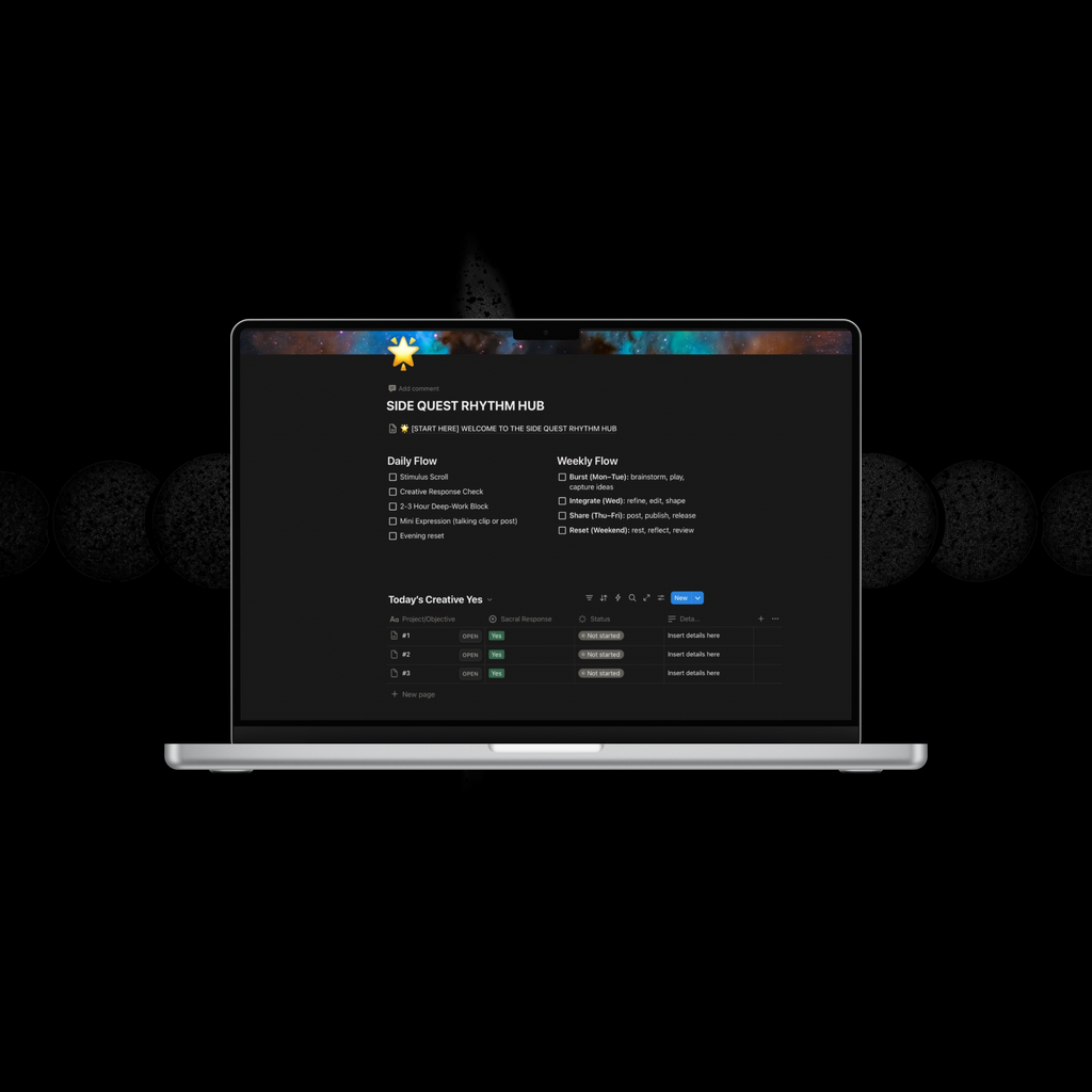 The Side Quest Rhythm Hub - Notion